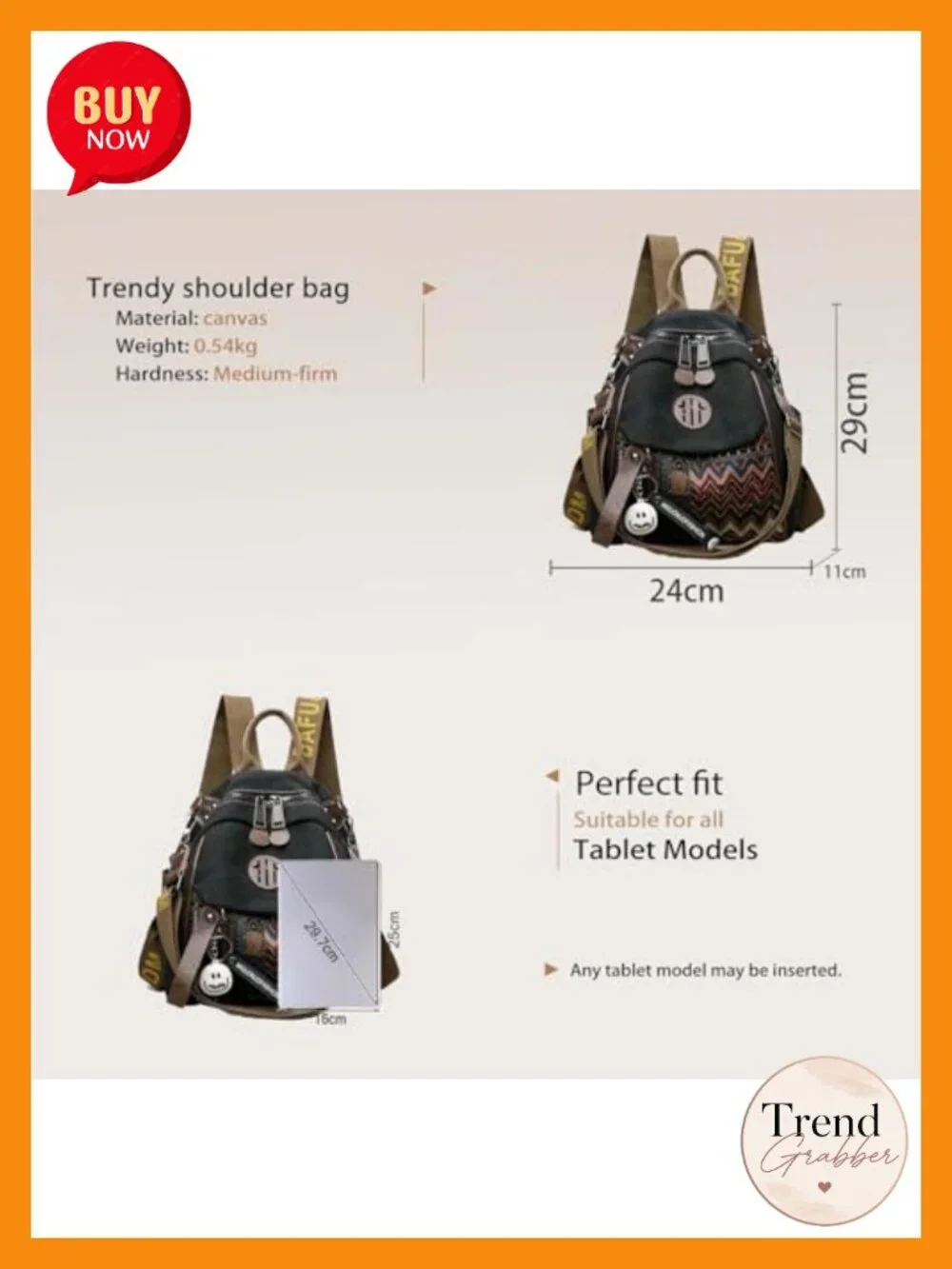 Canvas Backpack for Women Ethnic Embroidery 4-Way Carry Handbag Convertible